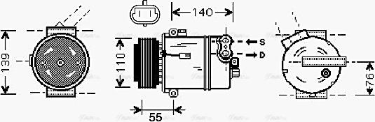 Ava Quality Cooling OLAK451 - Compressor, air conditioning autospares.lv