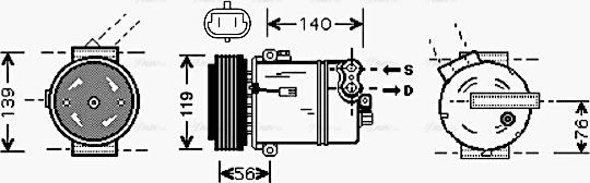 Ava Quality Cooling OLAK463 - Compressor, air conditioning autospares.lv