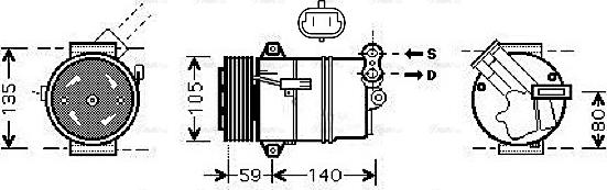 Ava Quality Cooling OL K437 - Compressor, air conditioning autospares.lv