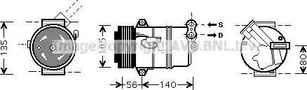 Ava Quality Cooling OL K428 - Compressor, air conditioning autospares.lv