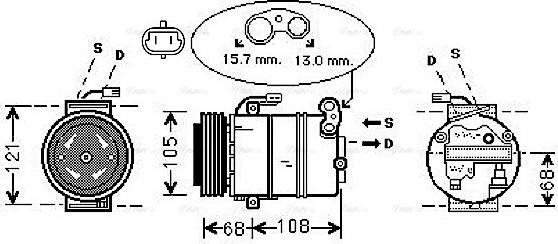 Ava Quality Cooling OLAK138 - Compressor, air conditioning autospares.lv