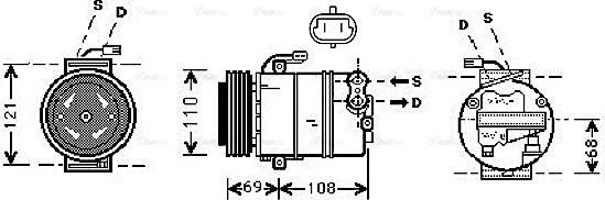 Ava Quality Cooling OL K317 - Compressor, air conditioning autospares.lv