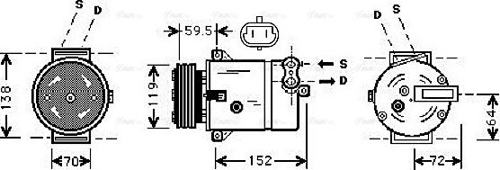 Ava Quality Cooling OL K279 - Compressor, air conditioning autospares.lv