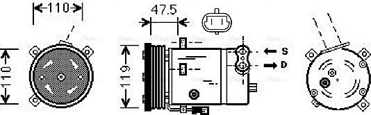 Ava Quality Cooling OLAK277 - Compressor, air conditioning autospares.lv