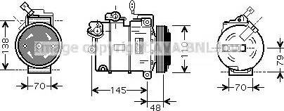 Ava Quality Cooling OL K459 - Compressor, air conditioning autospares.lv