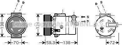 Ava Quality Cooling OL K413 - Compressor, air conditioning autospares.lv