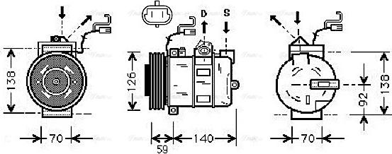 Ava Quality Cooling OL K327 - Compressor, air conditioning autospares.lv