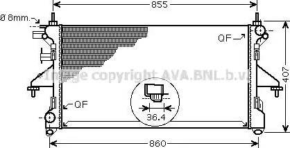 Ava Quality Cooling PE 2304 - Radiator, engine cooling autospares.lv