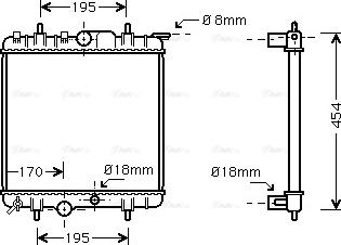 Ava Quality Cooling PEA2224 - Radiator, engine cooling autospares.lv