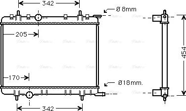 Ava Quality Cooling PEA2221 - Radiator, engine cooling autospares.lv