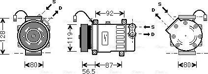 Ava Quality Cooling PEAK036 - Compressor, air conditioning autospares.lv