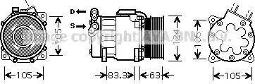 Ava Quality Cooling PE K306 - Compressor, air conditioning autospares.lv