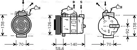 Ava Quality Cooling SBAK054 - Compressor, air conditioning autospares.lv