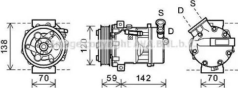 Ava Quality Cooling SBK071 - Compressor, air conditioning autospares.lv