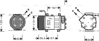 Ava Quality Cooling SC K016 - Compressor, air conditioning autospares.lv