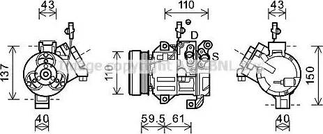 Ava Quality Cooling SZK129 - Compressor, air conditioning autospares.lv