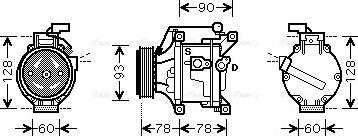 Ava Quality Cooling TOAK443 - Compressor, air conditioning autospares.lv