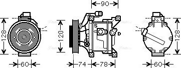 Ava Quality Cooling TO K445 - Compressor, air conditioning autospares.lv