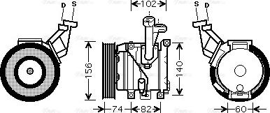 Ava Quality Cooling TO K440 - Compressor, air conditioning autospares.lv