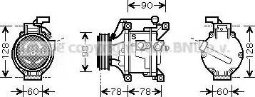 Ava Quality Cooling TO K443 - Compressor, air conditioning autospares.lv