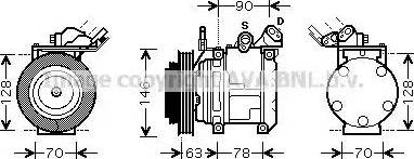 Ava Quality Cooling TO K442 - Compressor, air conditioning autospares.lv