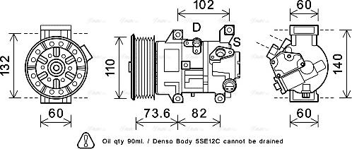 Ava Quality Cooling TOK683 - Compressor, air conditioning autospares.lv