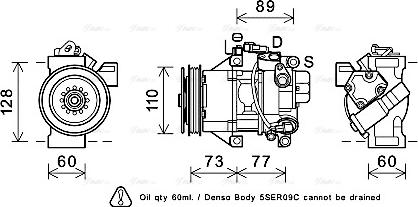 Ava Quality Cooling TOK629 - Compressor, air conditioning autospares.lv