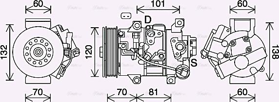 Ava Quality Cooling TOK744 - Compressor, air conditioning autospares.lv