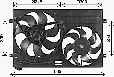 Ava Quality Cooling VN7543 - Fan, radiator autospares.lv