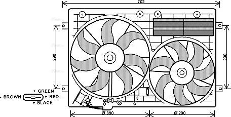 Ava Quality Cooling VN7529 - Fan, radiator autospares.lv