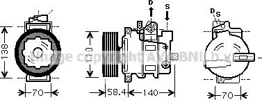 Ava Quality Cooling VNK265 - Compressor, air conditioning autospares.lv