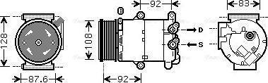 Ava Quality Cooling VOAK184 - Compressor, air conditioning autospares.lv