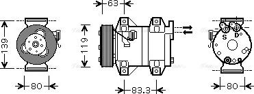 Ava Quality Cooling VOAK121 - Compressor, air conditioning autospares.lv