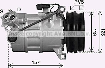 Ava Quality Cooling VOK303 - Compressor, air conditioning autospares.lv