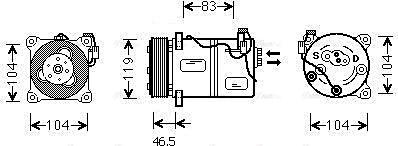 Ava Quality Cooling VO K059 - Compressor, air conditioning autospares.lv