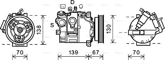 Ava Quality Cooling VOK167 - Compressor, air conditioning autospares.lv