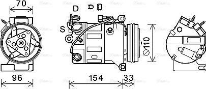 Ava Quality Cooling VOK183 - Compressor, air conditioning autospares.lv