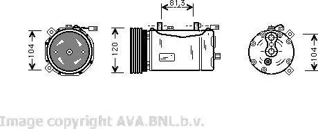 Ava Quality Cooling VW K172 - Compressor, air conditioning autospares.lv