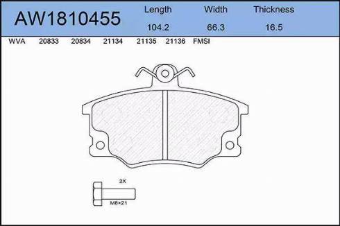 Aywiparts AW1810455 - Brake Pad Set, disc brake autospares.lv