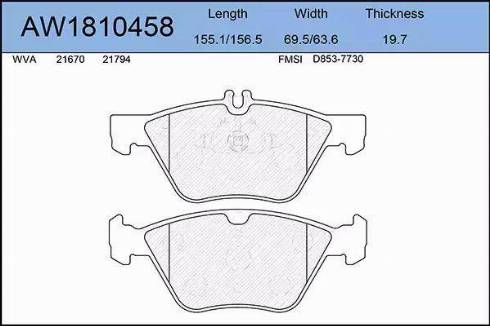 Aywiparts AW1810458 - Brake Pad Set, disc brake autospares.lv