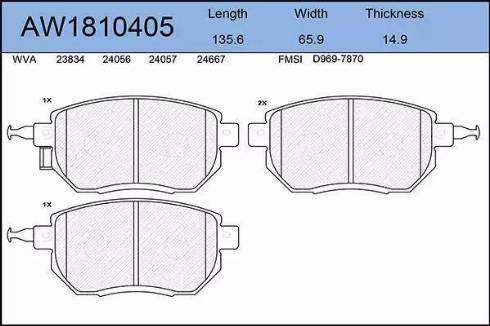 Aywiparts AW1810405 - Brake Pad Set, disc brake autospares.lv