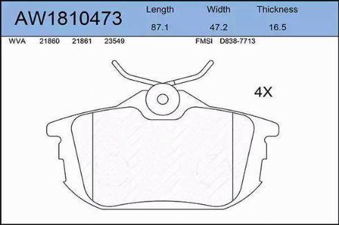 Aywiparts AW1810473 - Brake Pad Set, disc brake autospares.lv