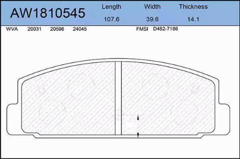 Aywiparts AW1810545 - Brake Pad Set, disc brake autospares.lv