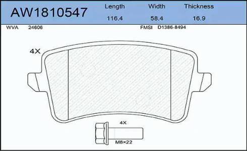 Aywiparts AW1810547 - Brake Pad Set, disc brake autospares.lv