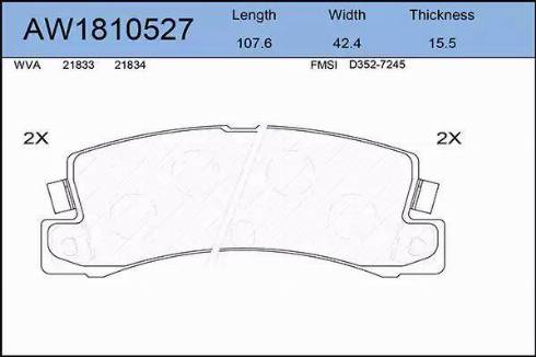 Aywiparts AW1810527 - Brake Pad Set, disc brake autospares.lv