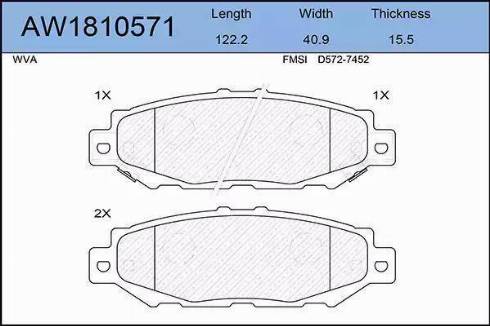 Aywiparts AW1810571 - Brake Pad Set, disc brake autospares.lv