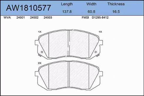 Aywiparts AW1810577 - Brake Pad Set, disc brake autospares.lv