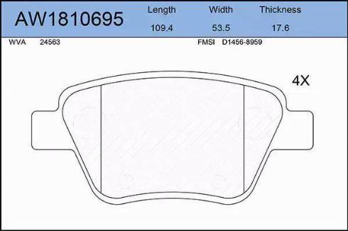 Aywiparts AW1810695 - Brake Pad Set, disc brake autospares.lv