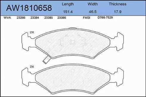 Aywiparts AW1810658 - Brake Pad Set, disc brake autospares.lv