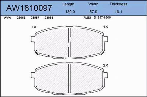 Aywiparts AW1810097 - Brake Pad Set, disc brake autospares.lv